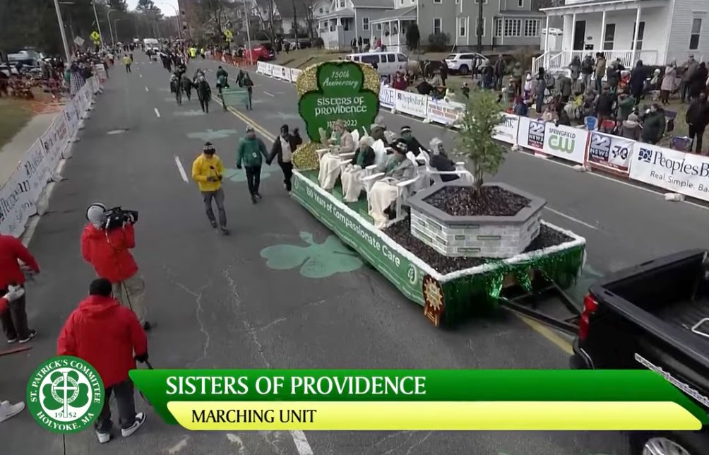 photo of Sisters of Providence 15oth Anniversary float from above.